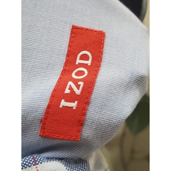 Izod Men's White & Blue Cotton Collared Half Sleeve Casual Button Down Shirt 2XL - Picture 8 of 12